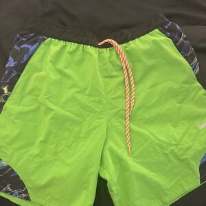 Nike Dri-FIT Green Shorts with Black Waistband